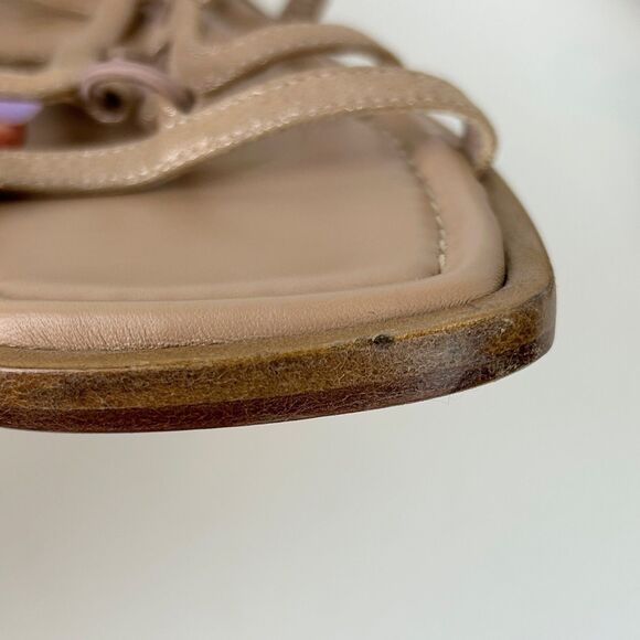 STUART WEITZMAN Kora Ankle Lace Up Strappy Gladiator Sandals Tan Leather Sz 9.5 - Picture 11 of 11